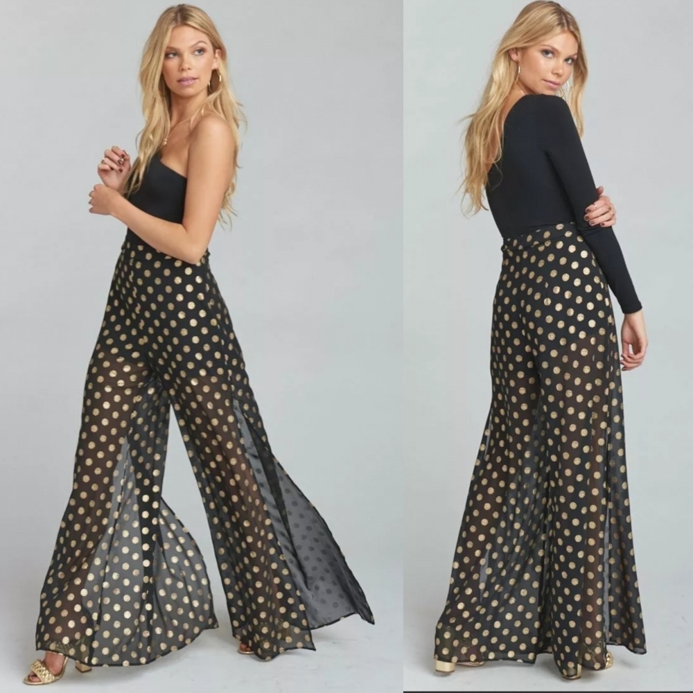 Show Me Your MuMu Gold Cosmic Dot Campbell High Slit Pants Size Medium